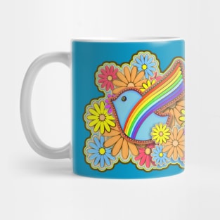 Hippie Flower Power Rainbow Dove Mug